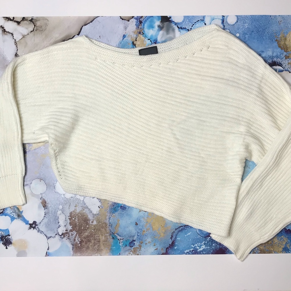 Off shoulder Asymmetrical Knit Sweater